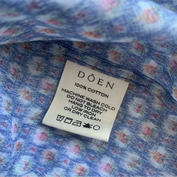 NWT Doen Tracie Cotton Smocked Ruffle Sleeve A Line Mini Dress Dahlia Ikat Blue - Picture 11 of 13